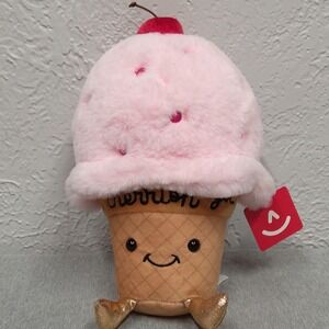 New With Tags Aurora "I Cherrish You" Ice Cream Cone Plush Valentines Day Gift